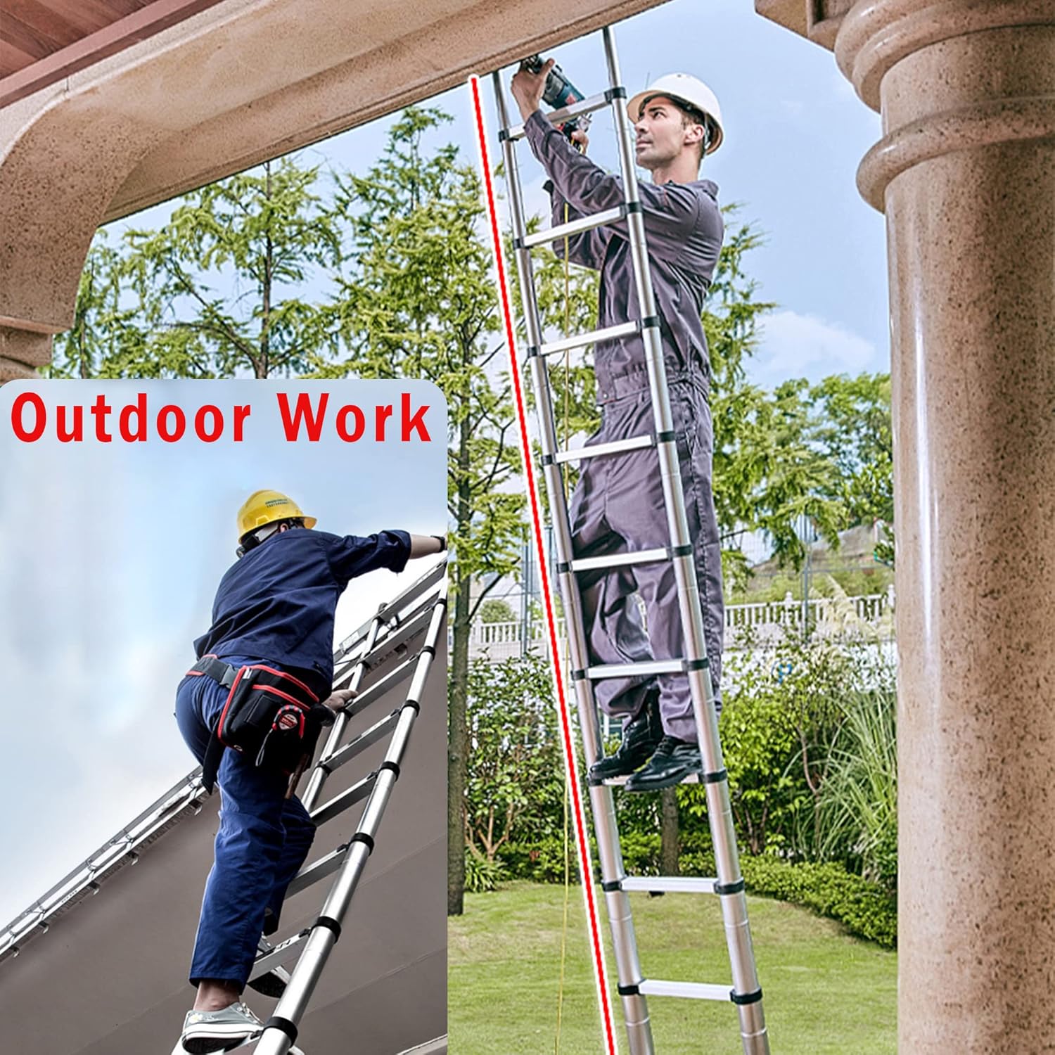 Telescoping Ladder,149.6'' Aluminum Lightweight Extension Ladder.