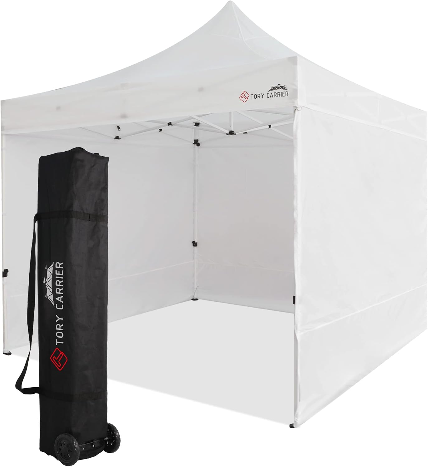 10x15 Pop Up Canopy, Commercial Tent Outdoor Party Canopies with Sidewalls,Instant Canopy SunWall, Foldable Shelter with Storage Bag,8 Stakes, 4 Canopy Sandbags, 4 Ropes, White Model.