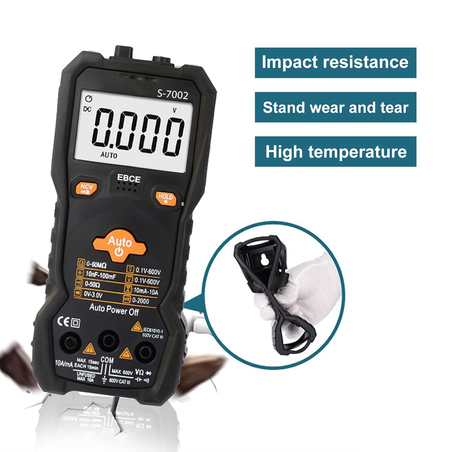6000 Counts TRMS Digital Multimeter, Auto-Ranging Ohmmeter Voltage Tester with NCV Function for Measure Voltage Current Resistance Diodes Continuity, Black.