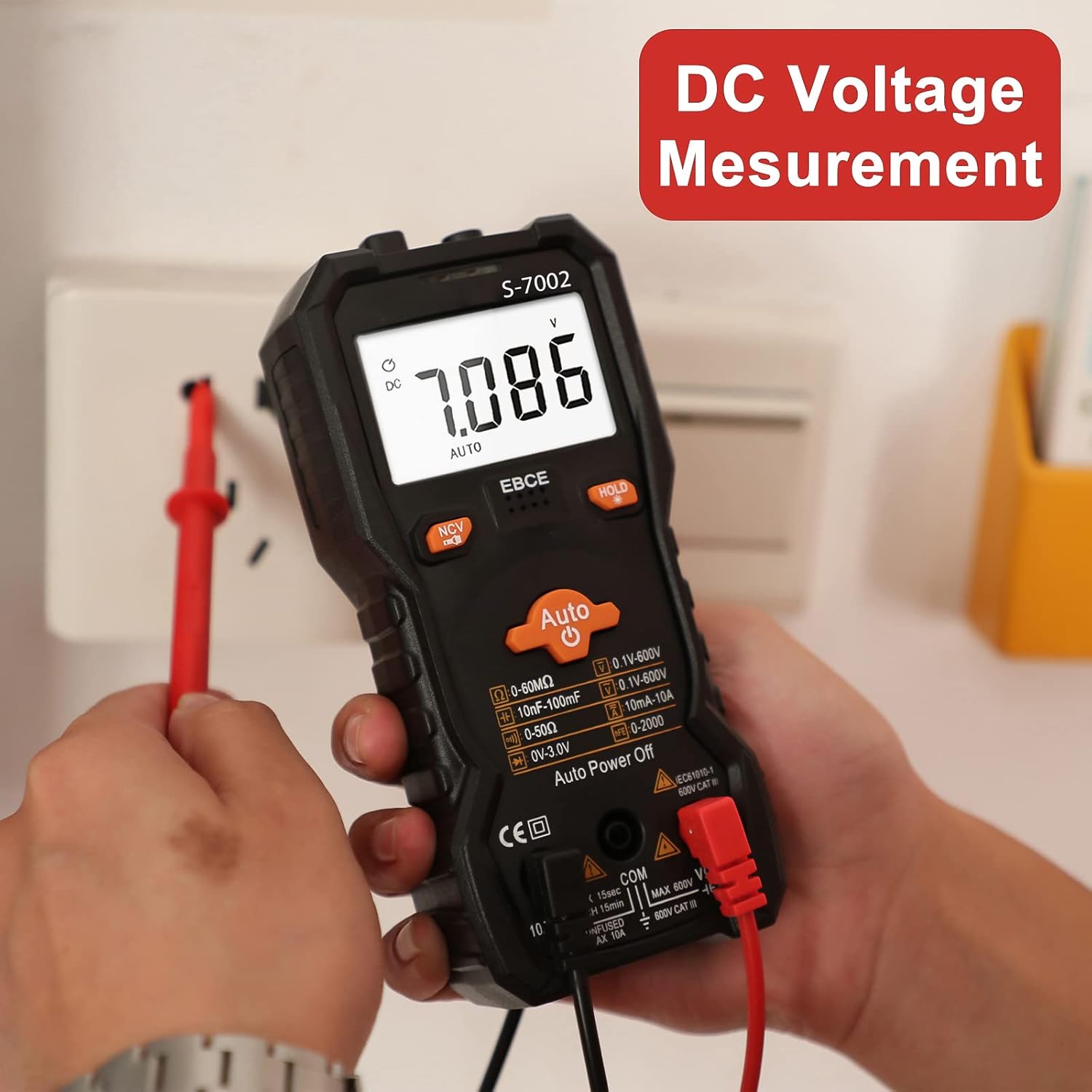6000 Counts TRMS Digital Multimeter, Auto-Ranging Ohmmeter Voltage Tester with NCV Function for Measure Voltage Current Resistance Diodes Continuity, Black.