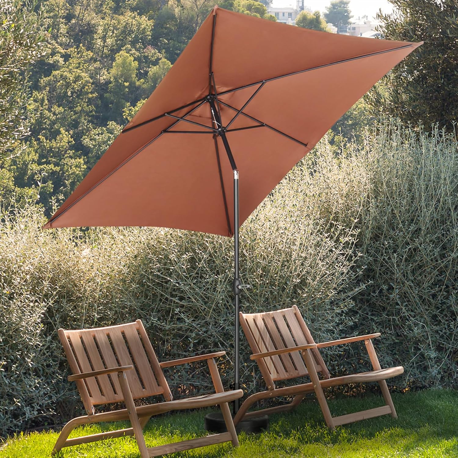 GDY 10x6.5FT Rectangular Patio Umbrella with Tilt & Crank for Outdoors