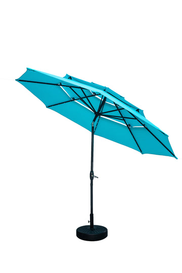 3 Tiers Patio Table Umbrella with Solar Lights Outdoor 10, Tilt and Crank, 8 Sturdy Ribs, Solar Power, With Seven Different Colors