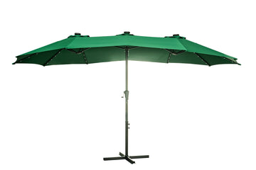 15 x 8.8' Outdoor Double-Sided Market Patio Umbrella Solar Lighted 48 Led Light - Base is not included