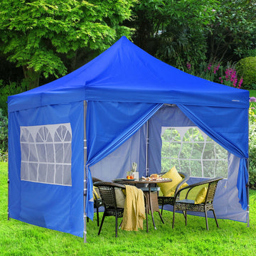 10x10 Feet Pop Up Backyard Canopy Tent, Instant Folding Shelter with 4 Sidewalls and Roller Bag for Party