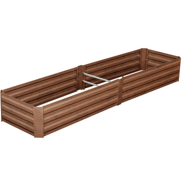 8x2 Ft Metal Raised Garden Bed Brown Patio Large Frame Planters Box for Vegetables