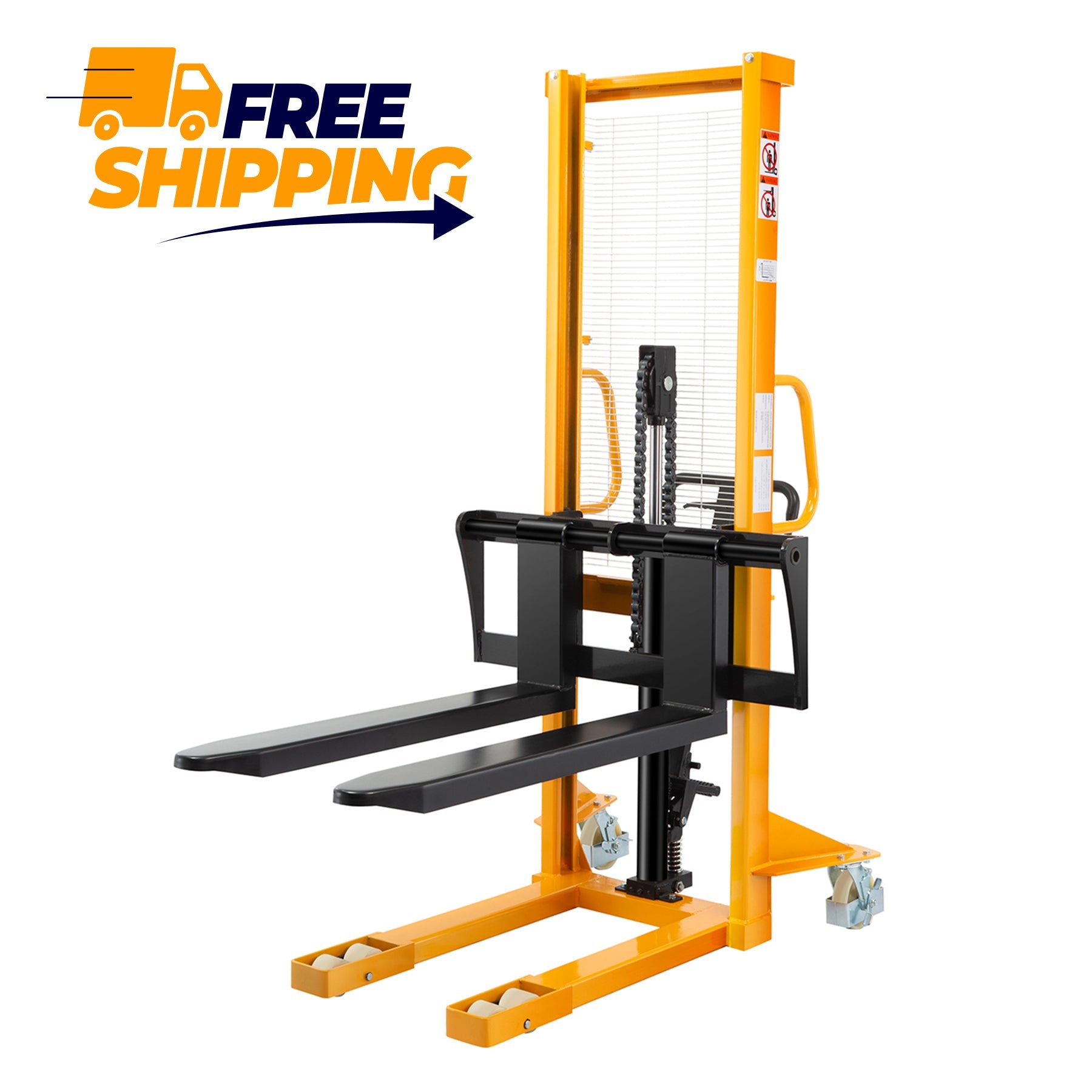 Manual Hydraulic Stacker Pallet Stacker Adjustable Forks 2200lbs Cap. 63" Lift Height Y-3003