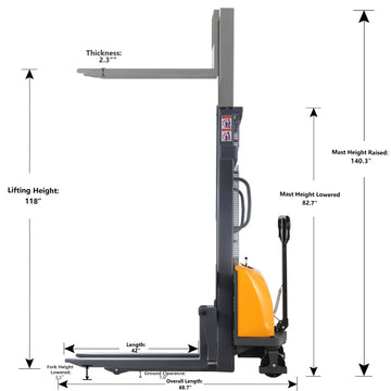 Power Lift Fixed Stacker  3300lbs 118