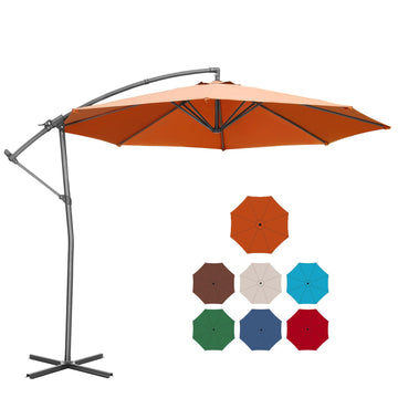 10FT Patio Offset Umbrella with 360 Degree Rotation and Cross Base for Garden Outdoor Swimming Pool & Large Market