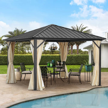 10*10Ft Outdoor Canopy With Mosquito,Single-layer top Iron Patio Canopy
