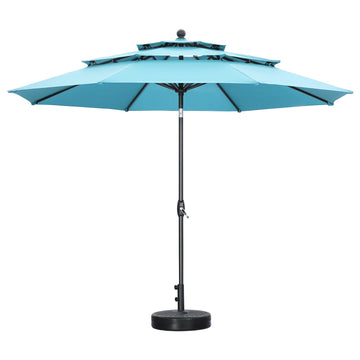 10FT 3 tier vented Patio Umbrella Outdoor Table Umbrella,Market Umbrella with Push Button Tilt and Crank for Garden, Lawn, Deck, Backyard & Pool