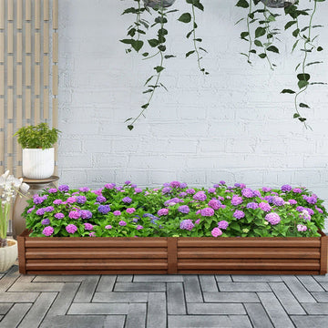 8x4 Ft Raised Metal Garden Bed,Corrugated Steel Planter For Flowers And Vegetables,Brown