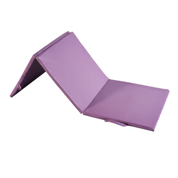 PU Tri-Fold Folding Exercise Mat with Carrying Handles Leather Gymnastics Folding Mat