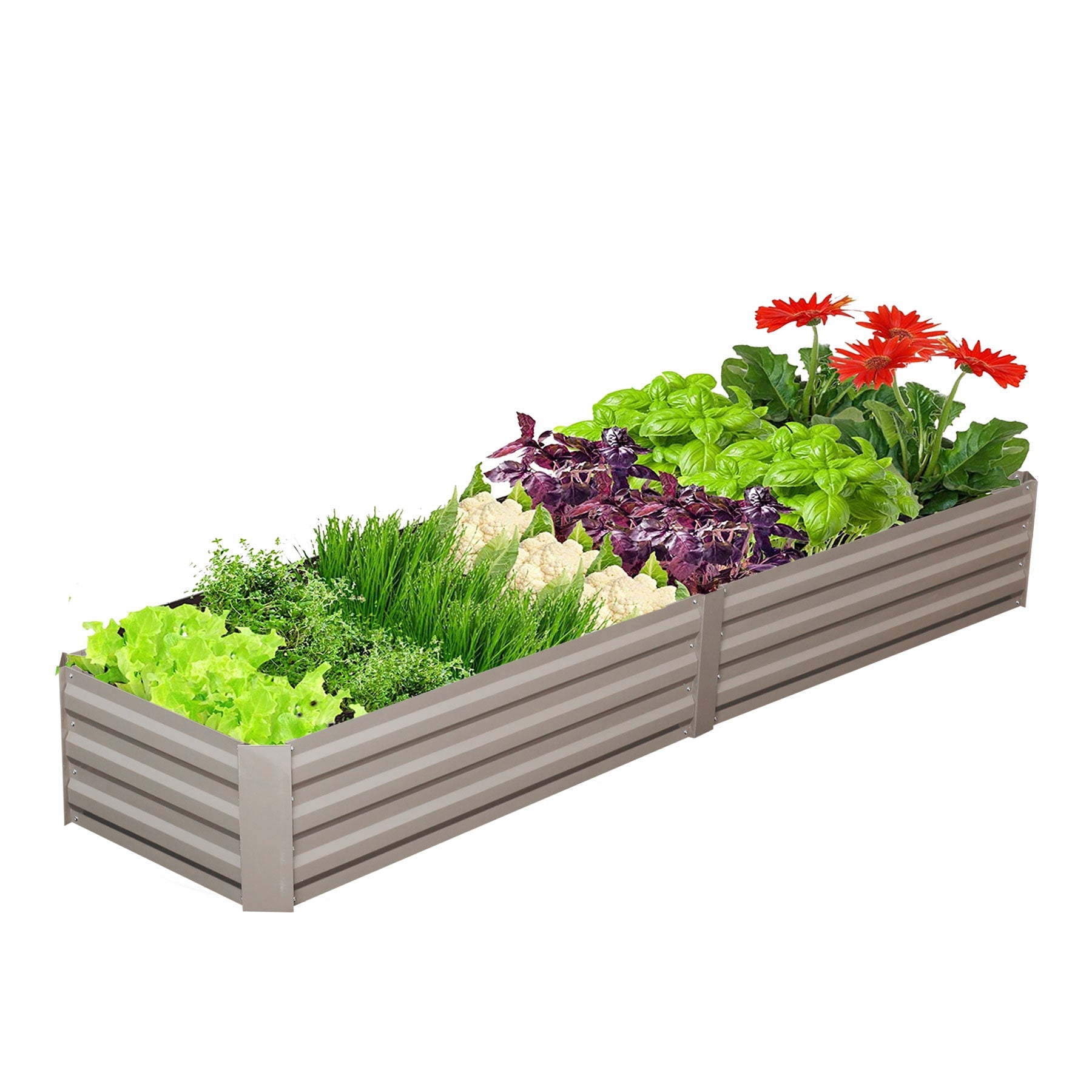 Raised Metal Garden Bed,Corrugated Steel Planter For Flowers And Vegetables,Metallic Gray