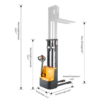 Powered Forklift Full Electric Walkie Stacker 3300lbs Cap. Fixed Legs.98