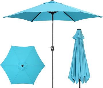 9FT Patio Umbrella Outdoor Table Umbrella with Push Button Tilt and Crank for Garden, Lawn, Deck, Backyard & Pool