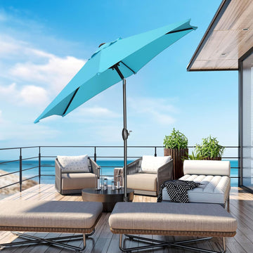 9FT Patio Umbrella Outdoor Table Umbrella with Push Button Tilt and Crank for Garden, Lawn, Deck, Backyard & Pool