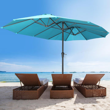 blue rectangular patio umbrella GDY 15FT Rectangular Patio Umbrella, Sun Protection & Easy Crank