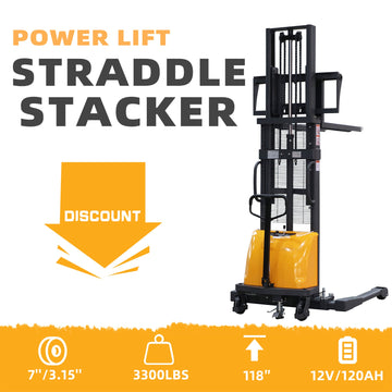 Power Lift Straddle Stacker 3300Lbs 118