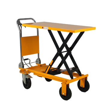 Single Scissor Lift Table 440 lbs. 39.4 " lifting height with durable big rubber load wheel Y-2013