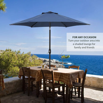 9FT Patio Umbrella Outdoor Table Umbrella with Push Button Tilt and Crank for Garden, Lawn, Deck, Backyard & Pool OV-OTU028NB