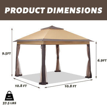 Outdoor Pop Up Canopy with Sidewalls, Double-roofed & Extended Eaves