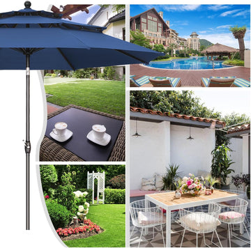 GDY Patio Umbrella 10FT, Outdoor Market Umbrella with 3 Tiers Adjustable Crank and Tilt, Perfect for Garden, Lawn, Backyard and Pool,OV-OTU031NB