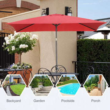 GDY Rectangular Umbrella 10x6.5ft Patio Umbrella with Tilt and Crank, Poolside, Outdoor, Beach, Yard,OV-OTU033RD