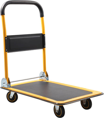 330lb Push Cart Dolly, Foldable Platform Truck with Mute Wheel, Dolly Cart for Warehouse, Loading, Moving and Office