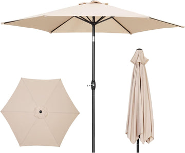 9FT Patio Umbrella Outdoor Table Umbrella with Push Button Tilt and Crank for Garden, Lawn, Deck, Backyard & Pool OV-OTU028KK