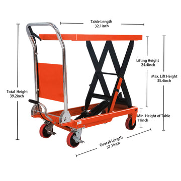 Single Scissor Lift Table 660 lbs. 35.4