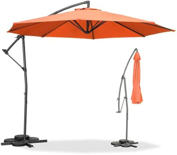 10Ft Patio Offset Umbrella Cantilever Umbrella Hanging Umbrella Outdoor Market Umbrella With Crank, Orange No Base